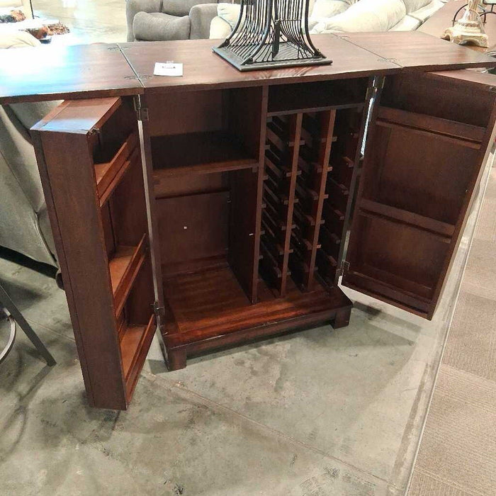 Dark Wood Bar Cabinet w/ Drybar