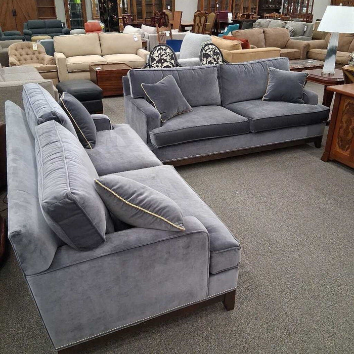 Ethan Allen Gray Down Filled Sofa