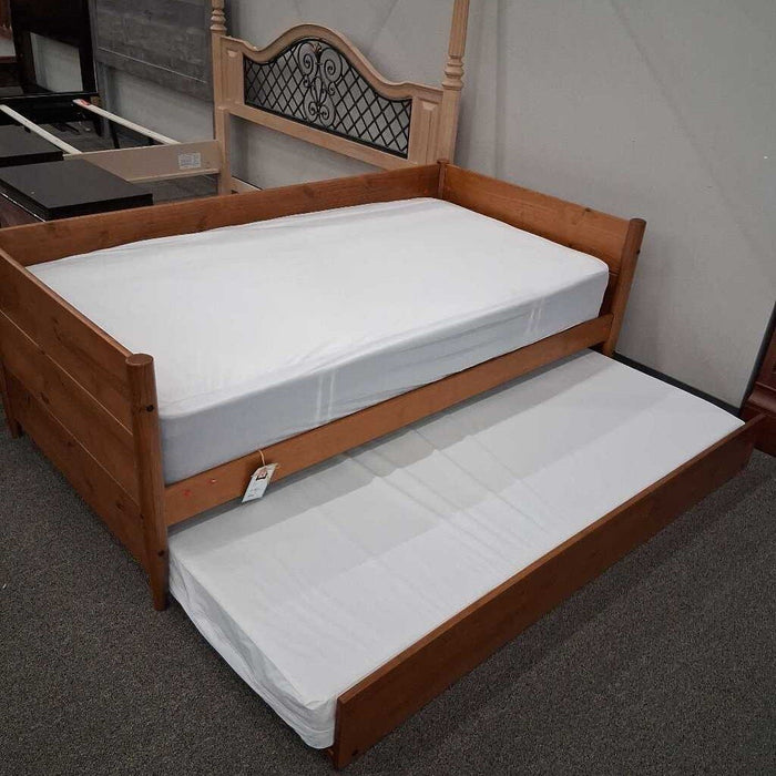 Wood Twin Bed w/ Trundle