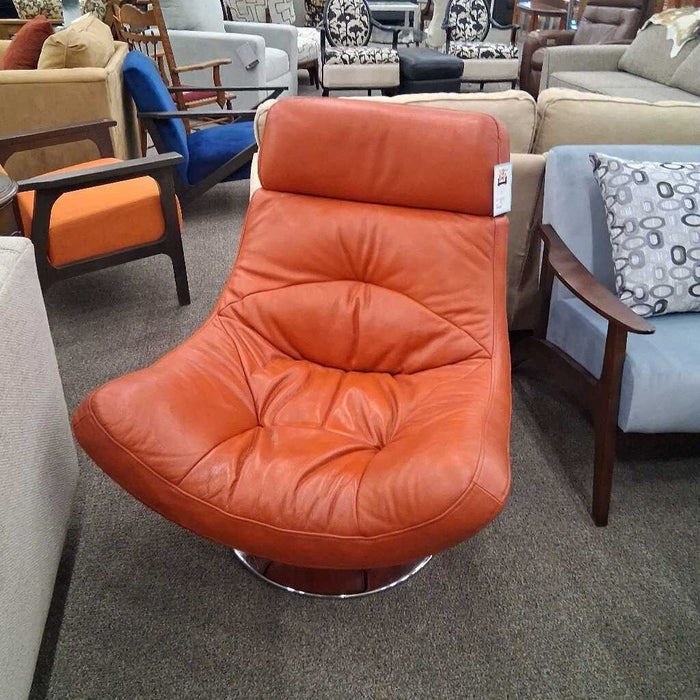 Batista Red Leather Swivel Chair