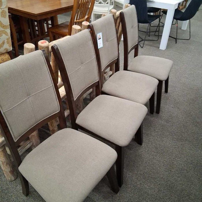 Set of 4 Wood and Fabric Dining Chairs
