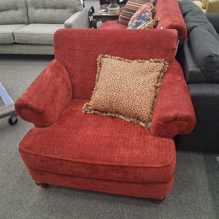 Klaussner Red Fabric Chair w/ Pillow