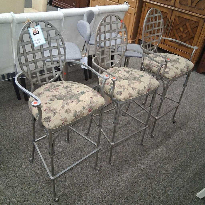 Set of 3 Cast Metal Barstools