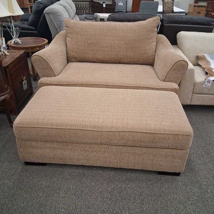 Oversized Brown Chair w/ Ottoman