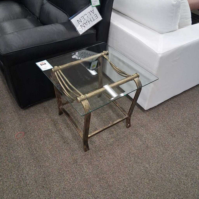 Glass Top Metal End Table