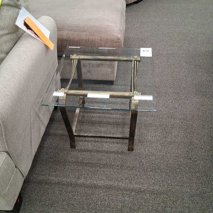 Glass Top Metal End Table