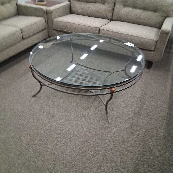 Large Round Glass Top Coffee Table