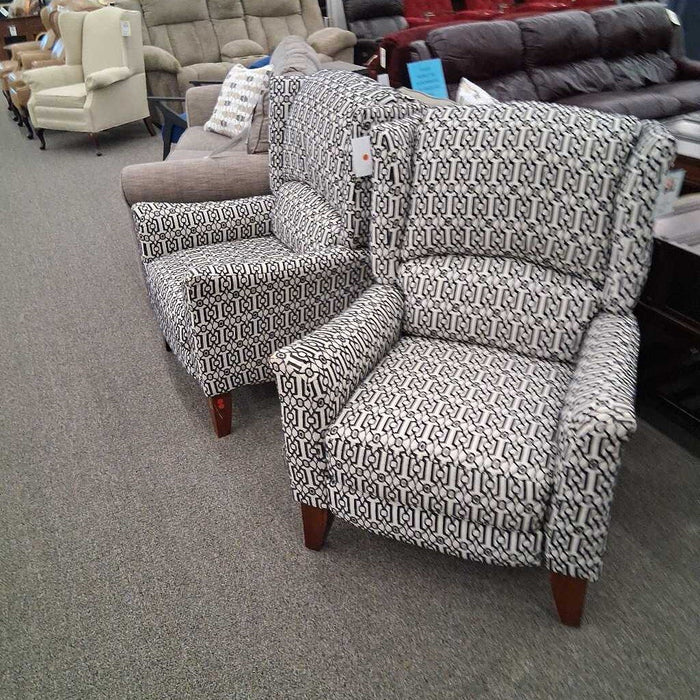 Black & White Pattern Pushback Recliner