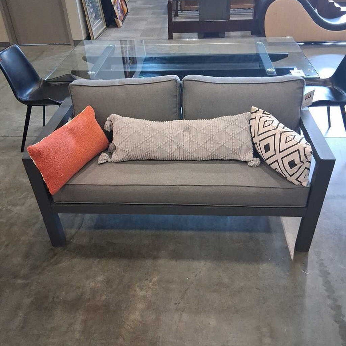 Gray Fabric Metal Patio Lovseat