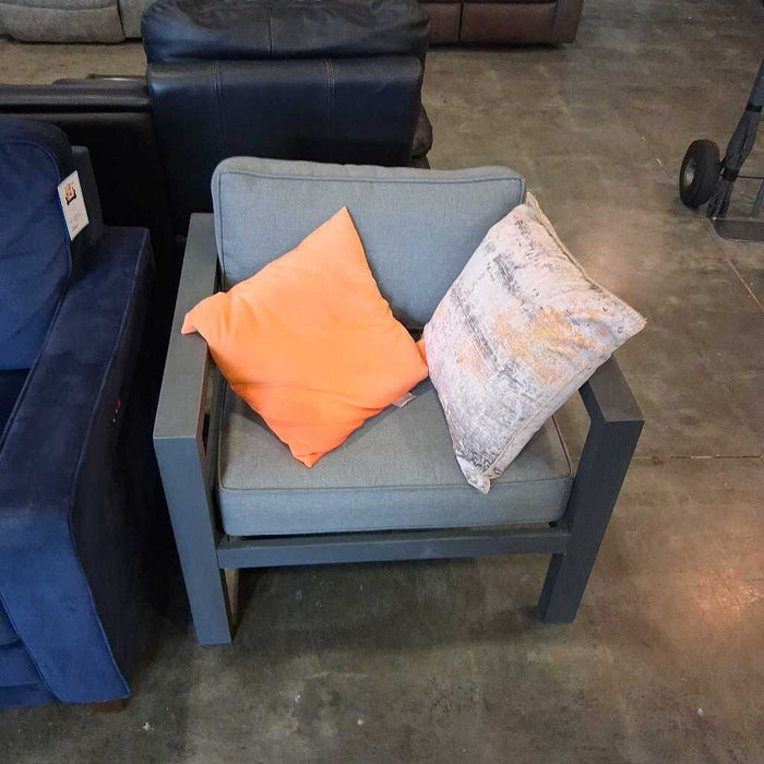 Gray Fabric Metal Patio Chair