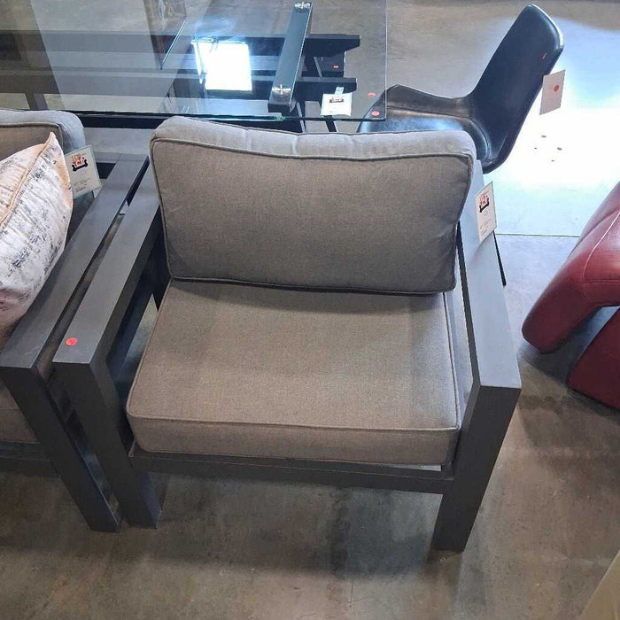 Gray Fabric Metal Patio Chair