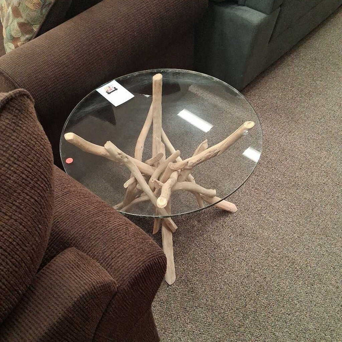 Driftwood Table w/ Glass Top