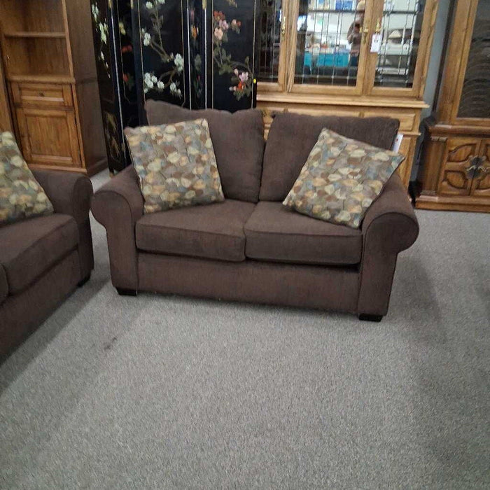 Brown Fabric Loveseat