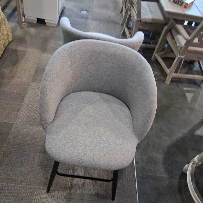 Pair of Gray Fabric Barstools