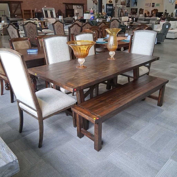 Drk Wood Table w/Bench & 4 Hooker Chairs