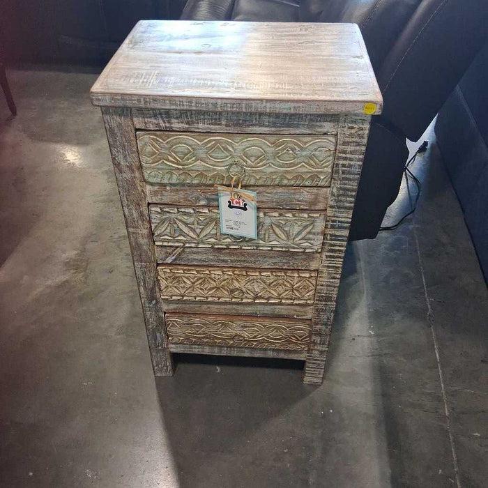 Costal Wood End Table w/4 Drawers
