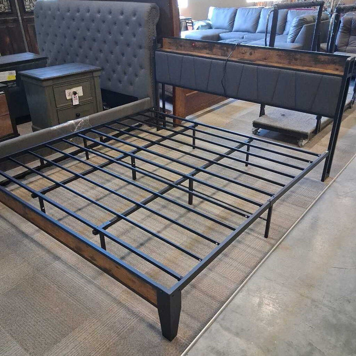 King Bed Frame w/ Shelf & Charging