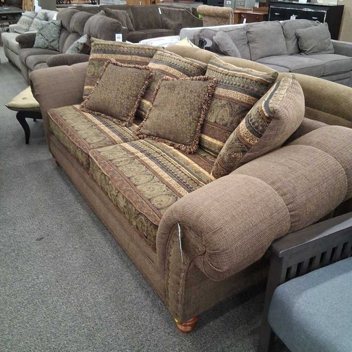 Brown Fabric Sofa w/Reversable Cushions