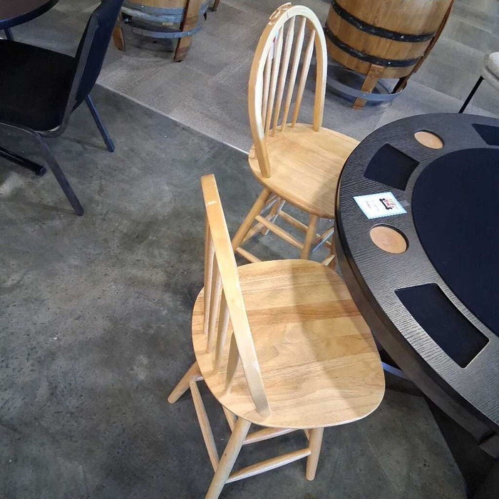 Pair of Swivel Wood Barstools
