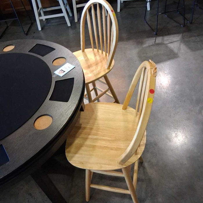 Pair of Swivel Wood Barstools