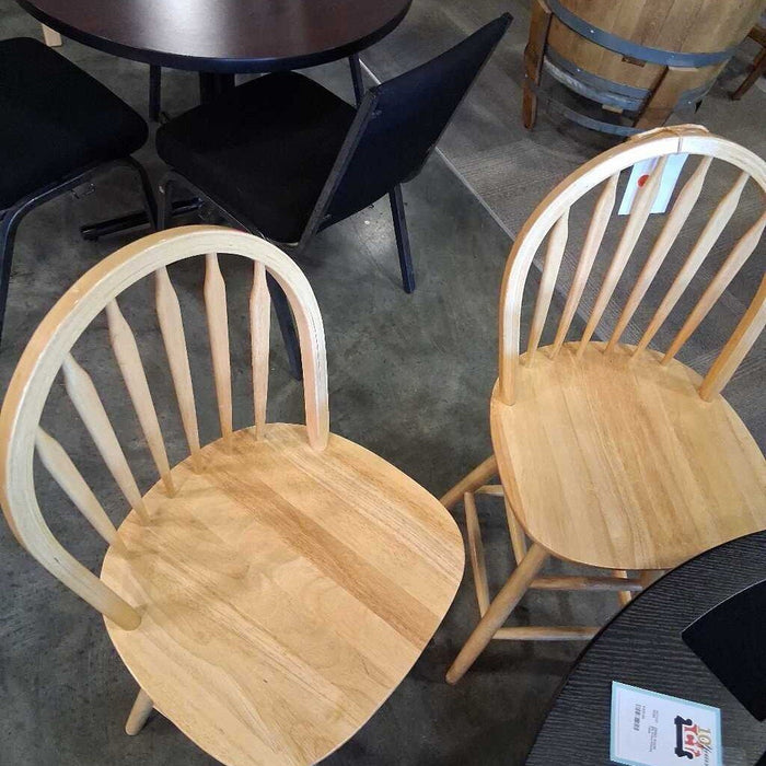 Pair of Swivel Wood Barstools
