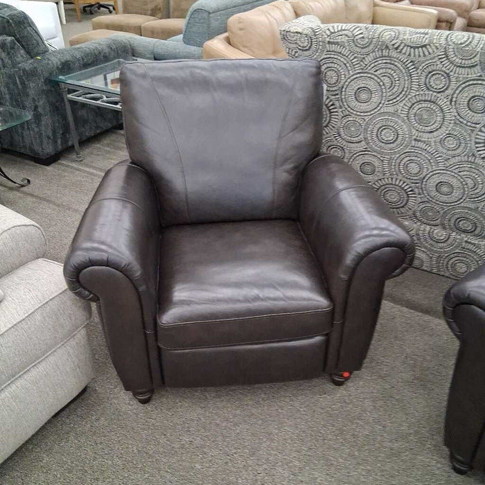 Dark Brown Leather Pushback Recliner
