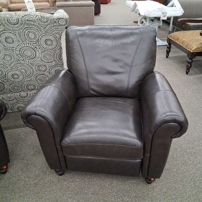 Dark Brown Leather Pushback Recliner