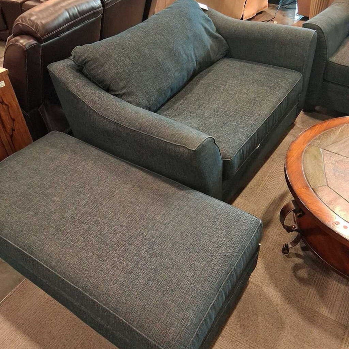 Blue Oversized Chair w/ Ottoman