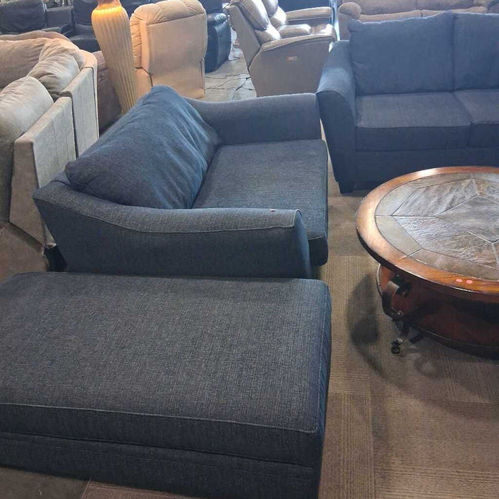 Blue Oversized Chair w/ Ottoman