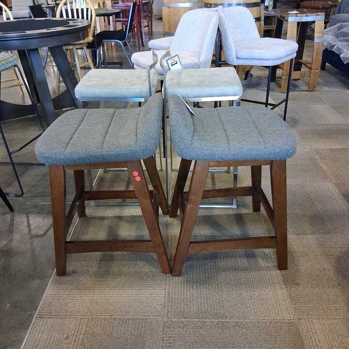 Pair Of Charcoal Fabric Barstools