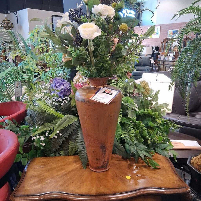 Brown Vase w/ Faux Plant