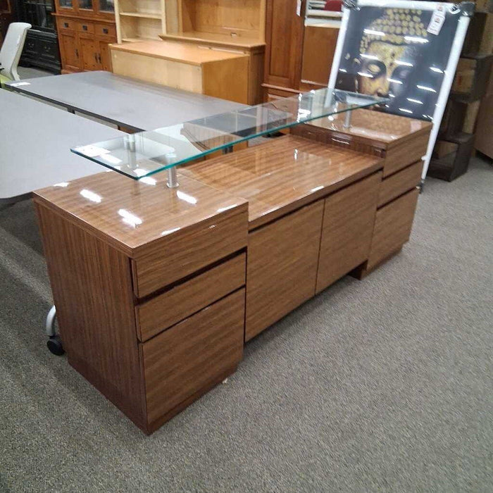 Italian Wood & Glass Office Credenza