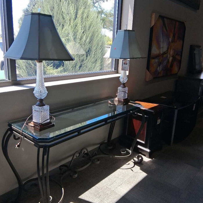 Pair of Glass & Metal Lamps