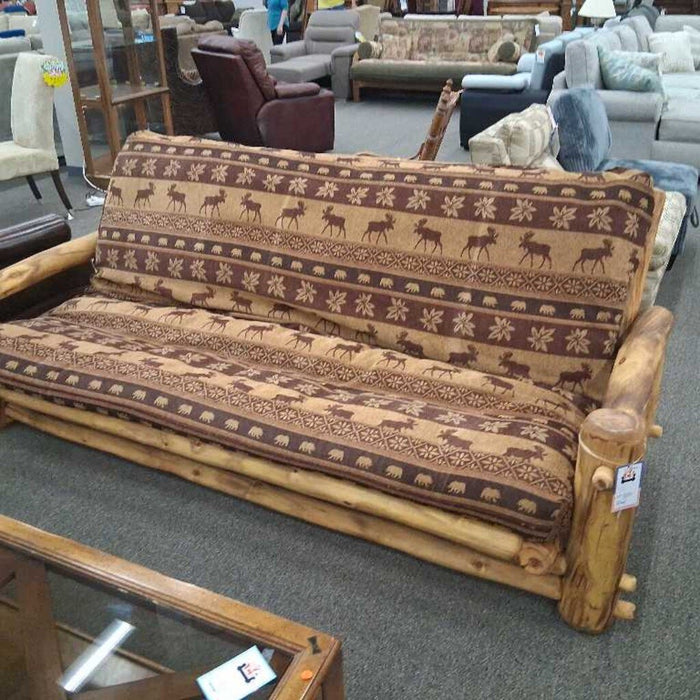 Log Frame Futon w/ Animal Print Cusion