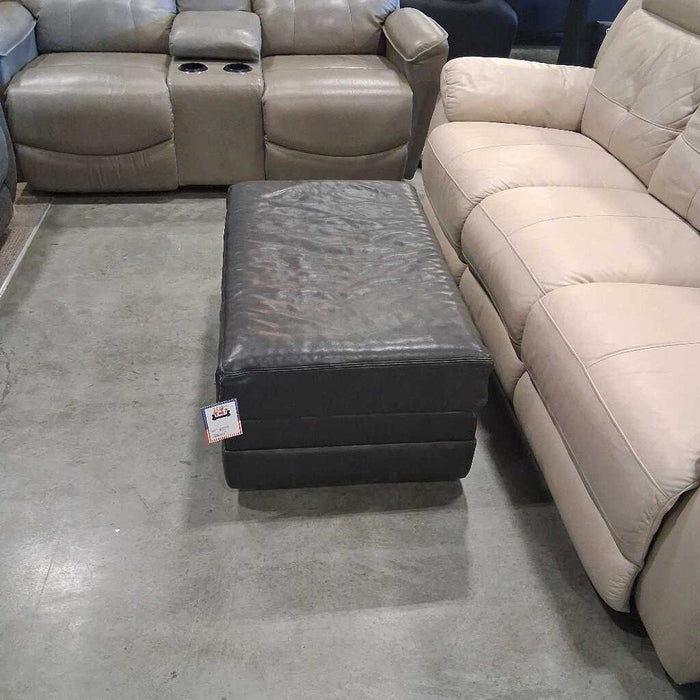 Black Leather Ottoman