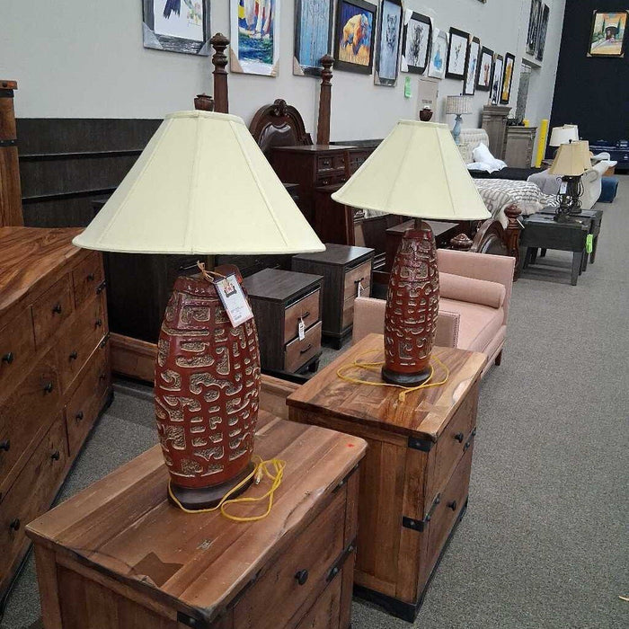 Pair of Large Red Lamps