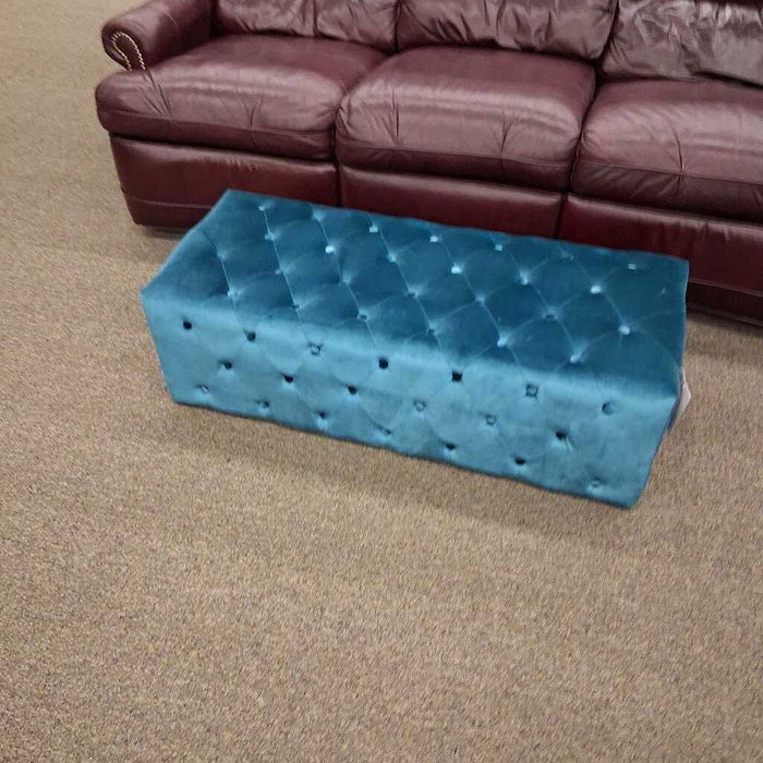 Blue Tufted Ottoman