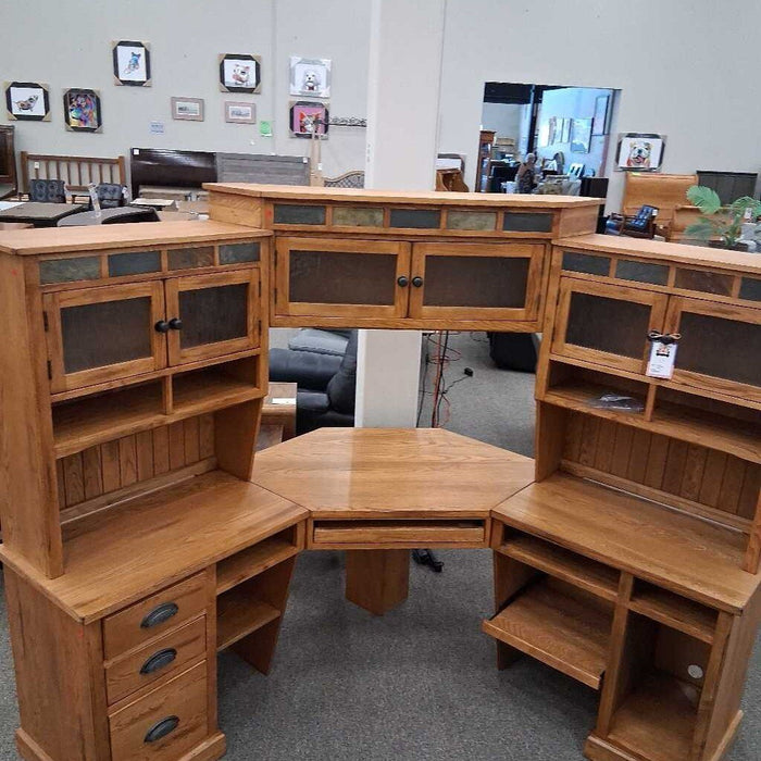 6 Pc Wood Corner Desk w/ Hutch
