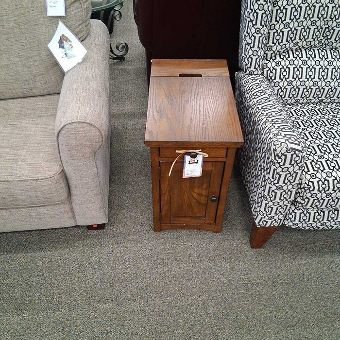 Dark Wood Nightstand w/ Charging Station