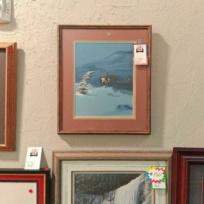 White Buffalo Native Wood Frame Picture
