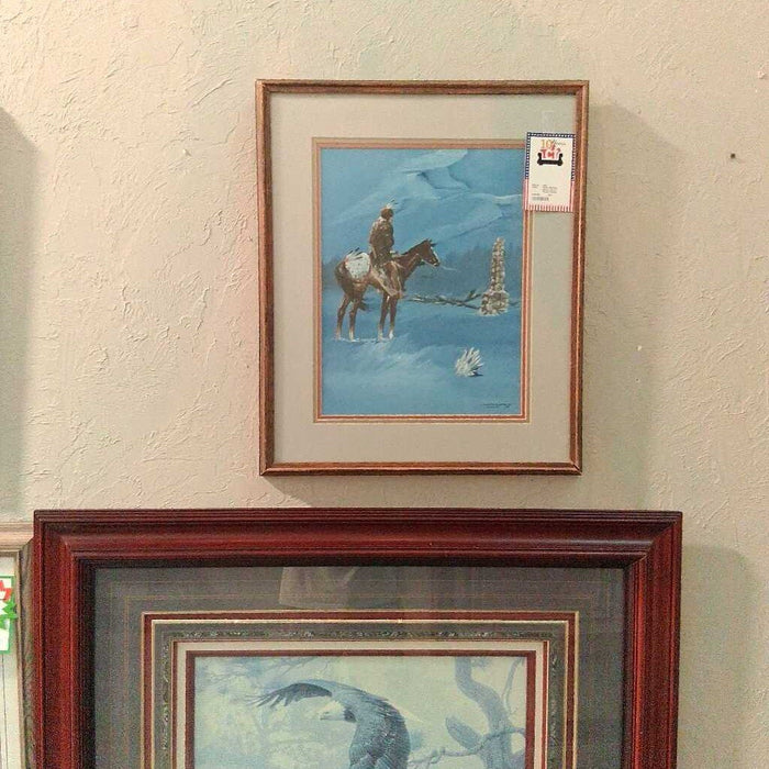 White Buffalo Native Wood Frame Picture