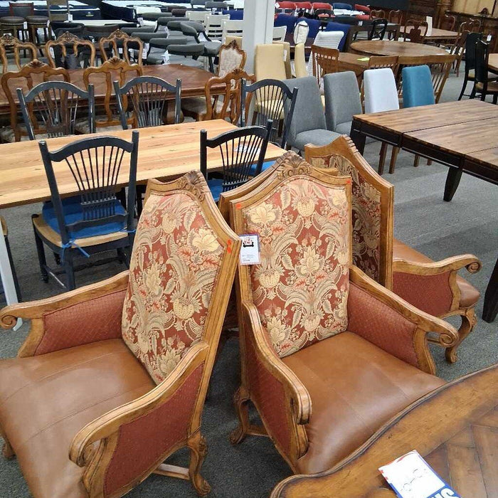 Set of 4 Fairfield Red Fabric & Leather Chairs