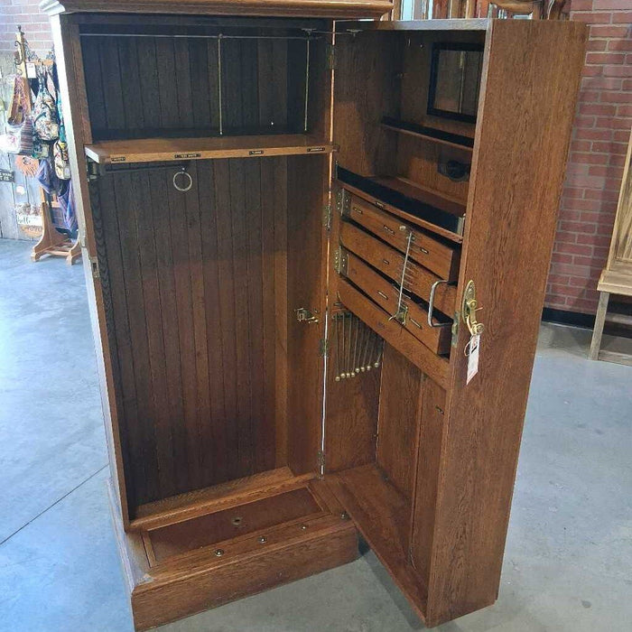 Antique Compactom Oak Gentlemans Wardrobe