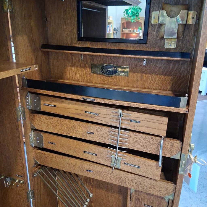 Antique Compactom Oak Gentlemans Wardrobe