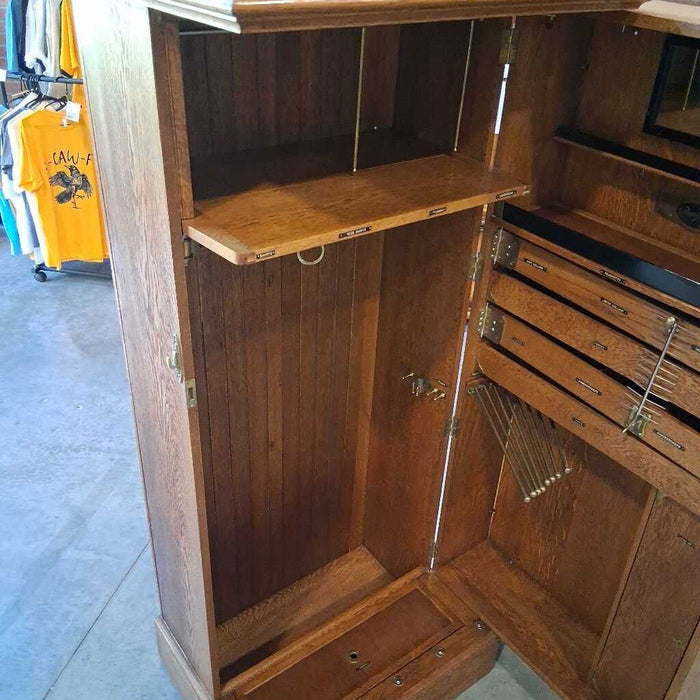 Antique Compactom Oak Gentlemans Wardrobe