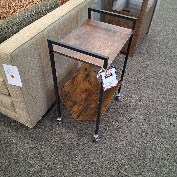 End Table on Castors w/ Magazine Rack