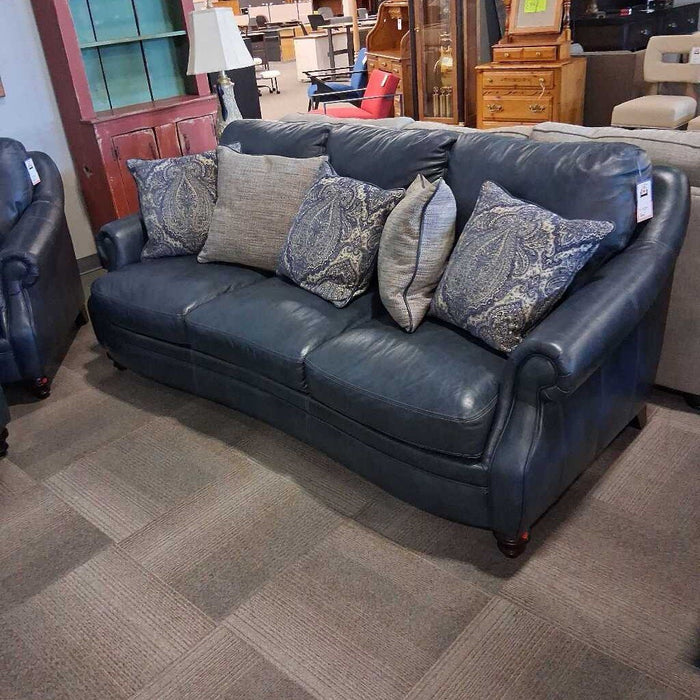 Blue Leather Sofa w/ Cusions
