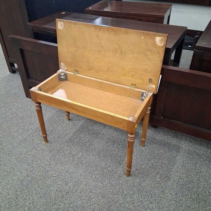 Vintage Wood Piano Bench w/ Storage