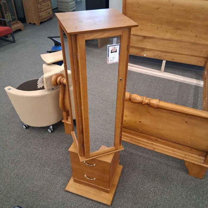 Oak Swivel Jewelry Cabinet w/ Mirrors