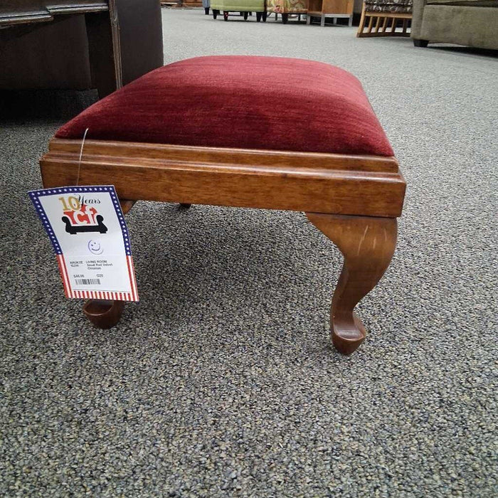 Small Red Velvet Ottoman